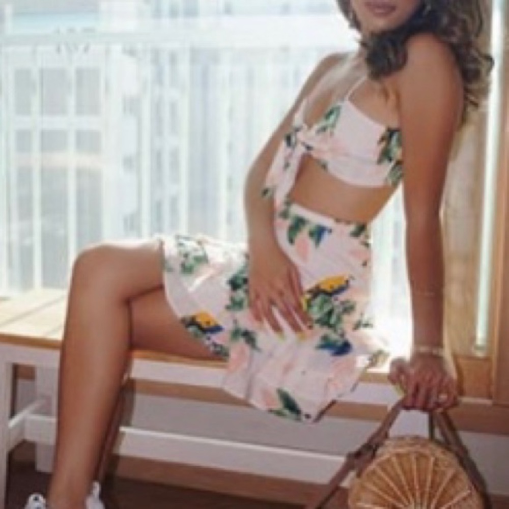 Forever 21 Tropical Print Ruffle Skirt WITH TAGS